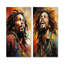 «Colorful Raga Bob Marley Portrait I», ensemble de 2 décorations murales de célébrités-102575571-102575574