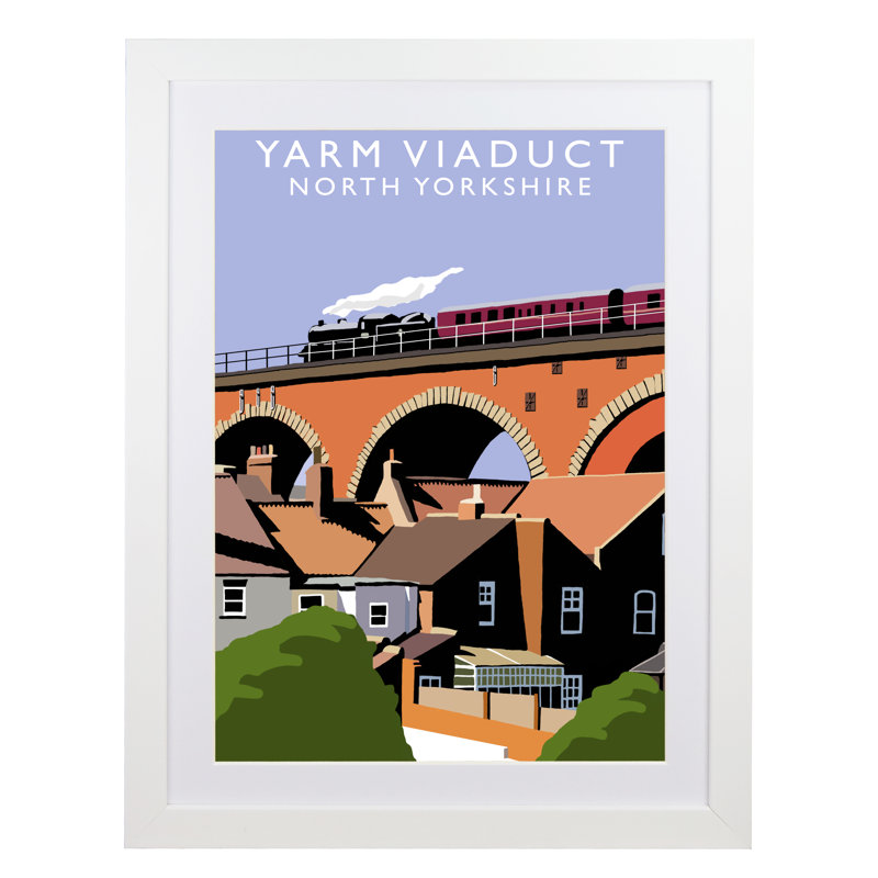 'Yarm Viaduct' by Richard O'Neil - Print, White Wood Frame, 43.5 cm H x 33.5 cm W x 2.2 cm D