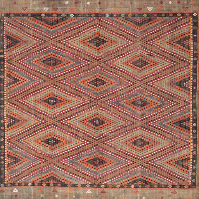 Tapis contemporain rouge / brun