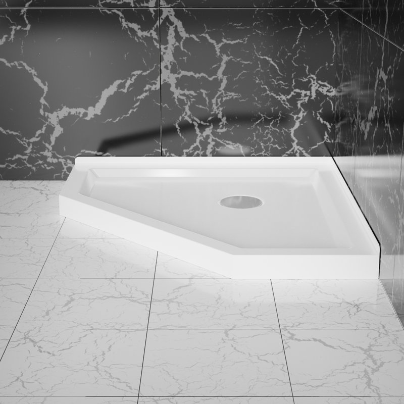 Base de douche néo-angle 36 po x l 36 po x H 3,4 po, Blanc