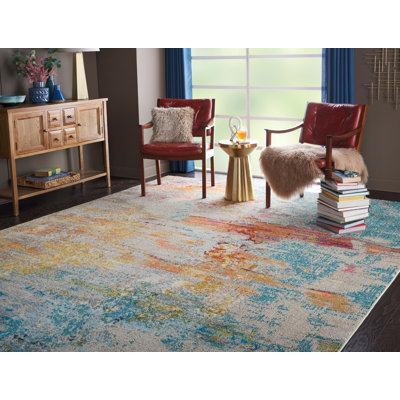 Round Abstract 120cm X 120cm Area Rug