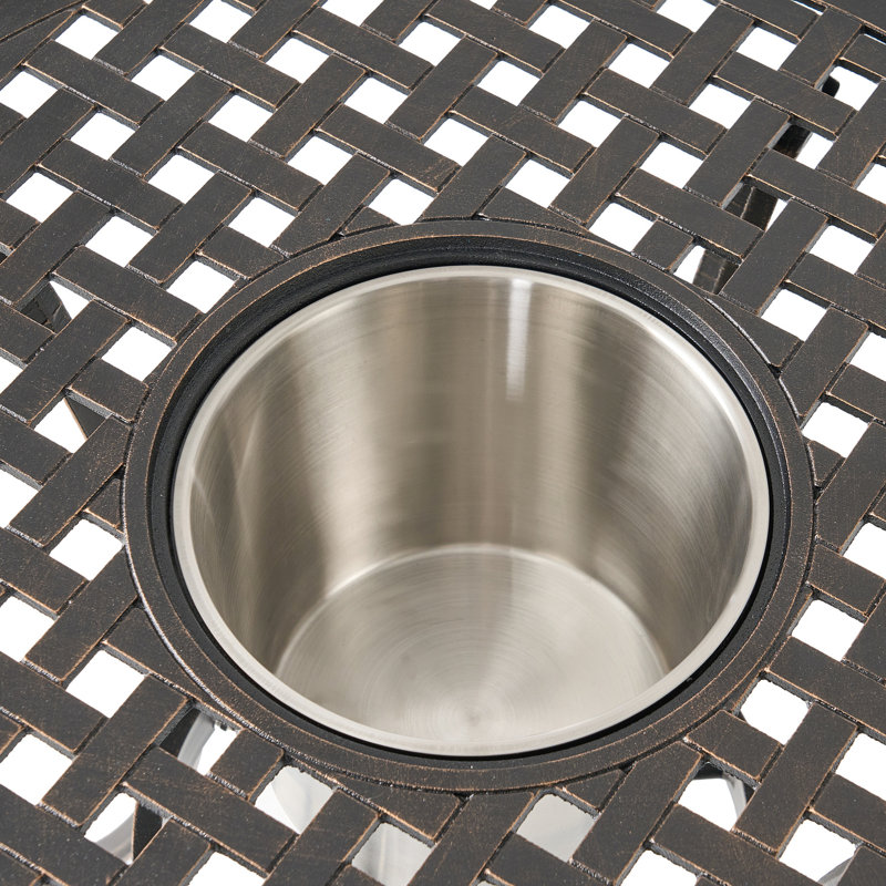 Copper Cast Aluminum Bistro Including Ice Bucket For Outdoors 3pc With Cool Holder In Hue