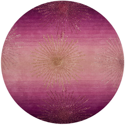 Amier Geometric Handmade Tufted Pink Area Rug
