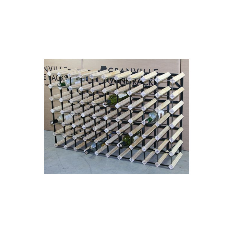 Liddle 70 Bottle Floor Wine Bottle Rack, Natural Pine / Black Steel