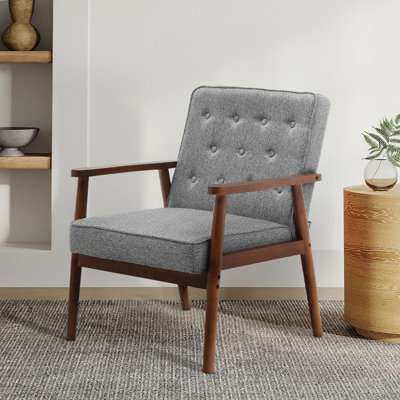 Upholstered Linen and Faux Sheepskin Armchair