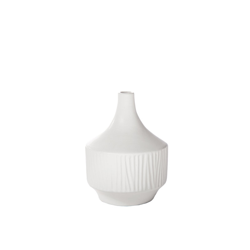Jativa Ceramic / Porcelain Table Vase, 9" H x 6" W x 6" D, White
