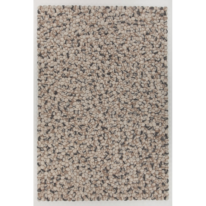 Lakendra Authentic Hand Woven Ivory Wool Abstract Rug