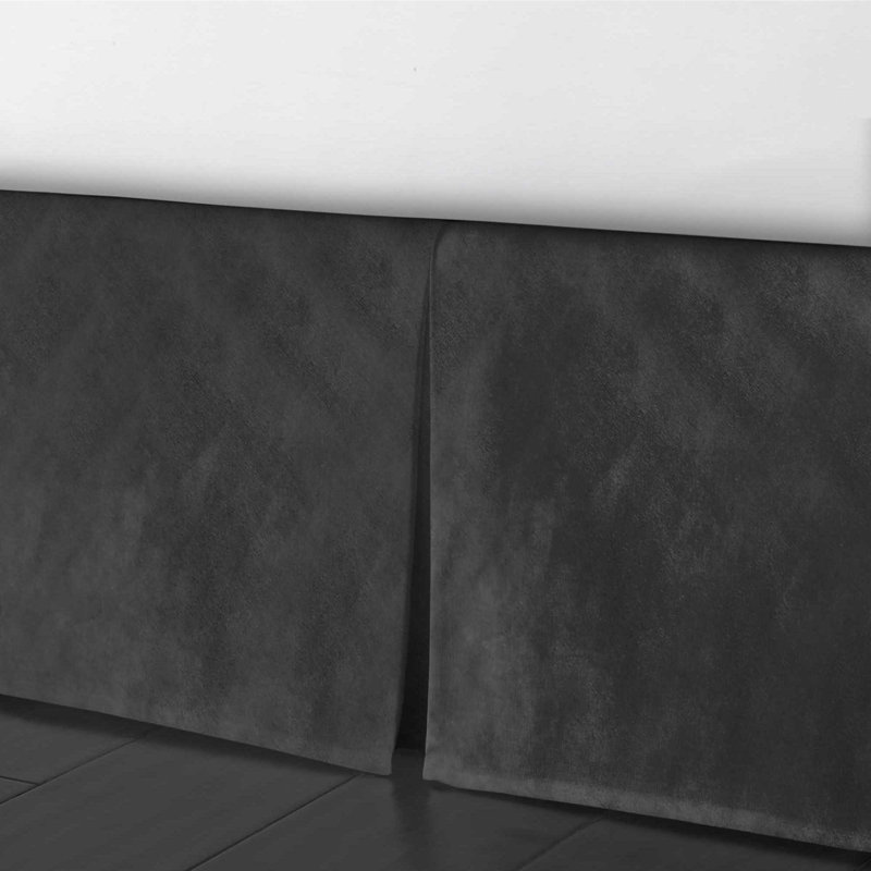 Jupe de lit en velours, Gris, Simple, 15"