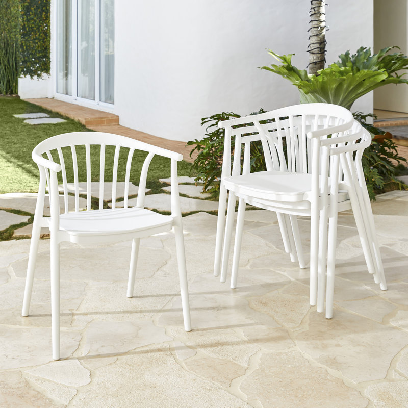 Outdoor Patio Dining Armchair, White