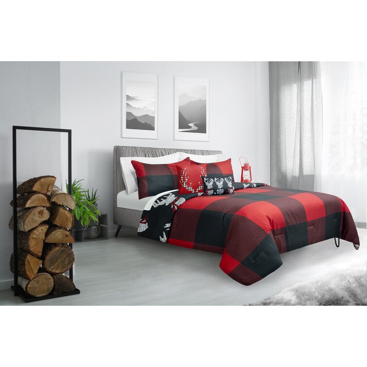 Parsonage Microfiber Reversible 3 Piece Comforter Set Rosalind Wheeler Color: Red, Size: King Comforter + 2 King Shams