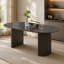 Ensemble de salle à manger Venezia 7 pièces avec table ovale en chêne gris de 80 po, double pied central et 6 chaises tonneau rembourrées grises