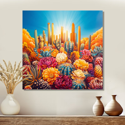 «Dreamy Colors Of Cactus Garden I», art mural floral en métal, impression de cactus floral