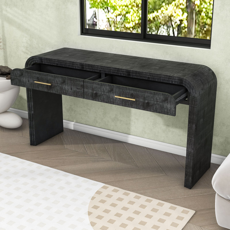 Console en bois avec tiroirs de rangement, Noir antique