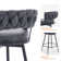 Rezki 28" Counter Height Bar Stools Set of 3 - 360° Swivel with Suede Fabric & Modern Woven Design, Backrest & Footrest for Kitchen Cafe Pub