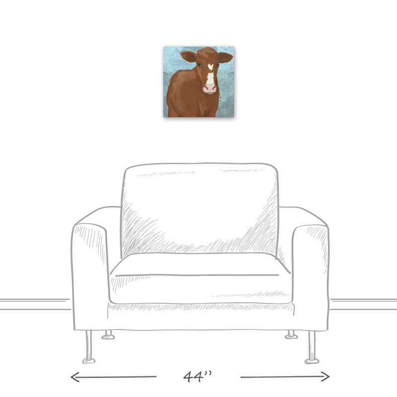 Impression de peinture acrylique « vache », H 12 po x l 12 po, Toile
