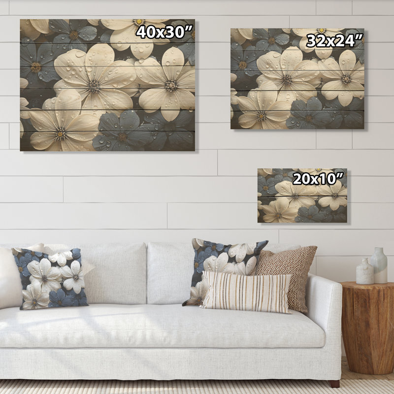 Art mural sur bois de pin Essential Essentials Blooms - Violets, H 10 po x l 20 po