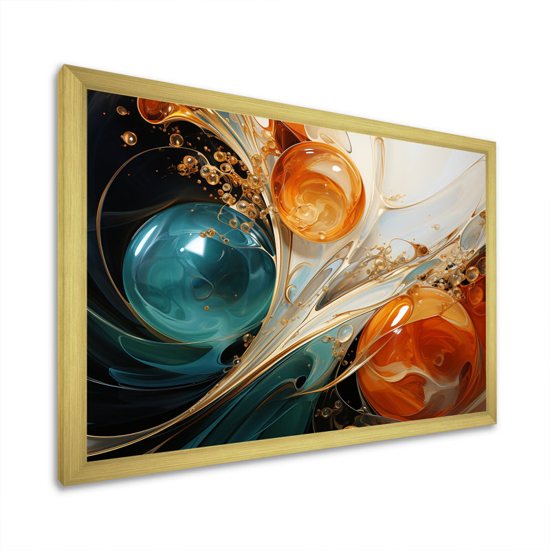 Tempête blanche blanche, bleue et orange - Peinture abstraite, art mural, H 12 po x l 20 po x P 1 po