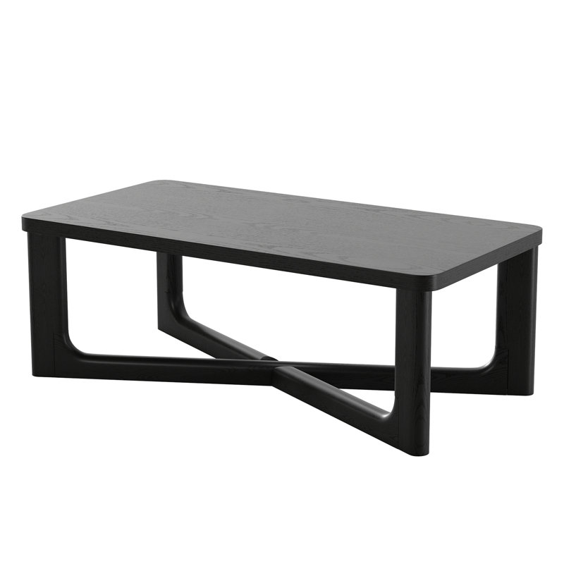 Litzie Rectangle Solid Wood Coffee Table, Black