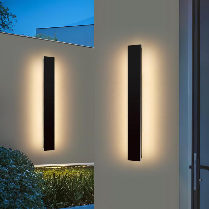 39.4" Modern Black Waterproof LED Linear Outdoor Wall Sconce for Exterior Porch or Garden, 1.7" H x 39.4" W x 4.72" D