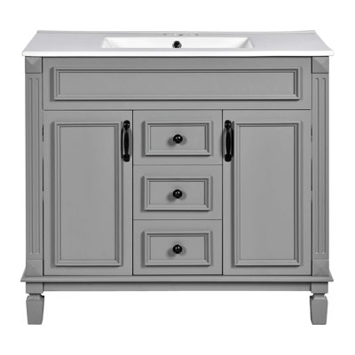 36'' Bathroom Vanity With Top Sink, Modern Bathroom Storage Cabinet With 2 Soft Closing Doors And 2 Drawers, Single Sink Bathroom Vanity