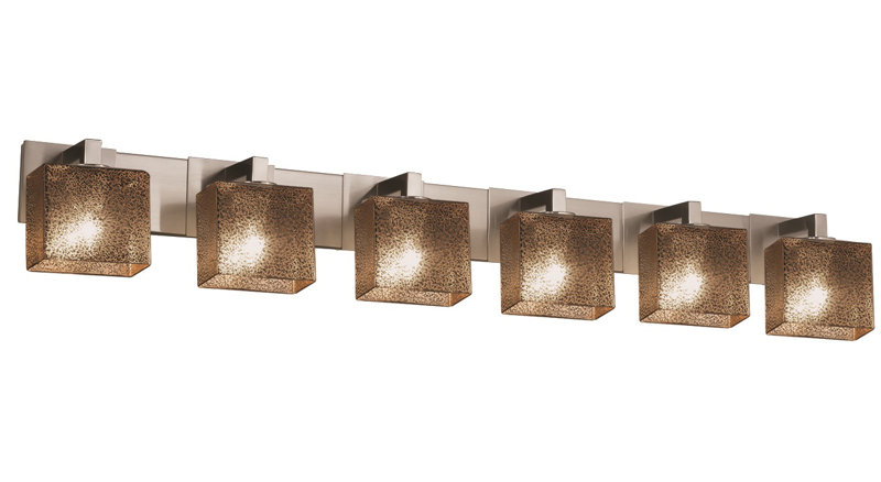 Éclairage pour salle de bain à intensité variable 6 lumières Casson, Nickel brossé, Tissage, Non