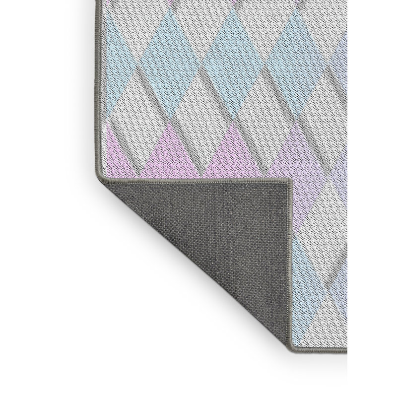 Tissé à la machine à la machine à partir de laine et de polyester rose/bleu Tapis décoratif, Rectangle 7 pi x 9 pi