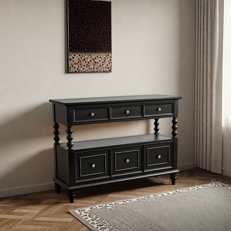 Console rétro de luxe multifonctionnelle, Noir, noir, noir, noir, H 35,04 po x l 47,24 po x P 15,75 po