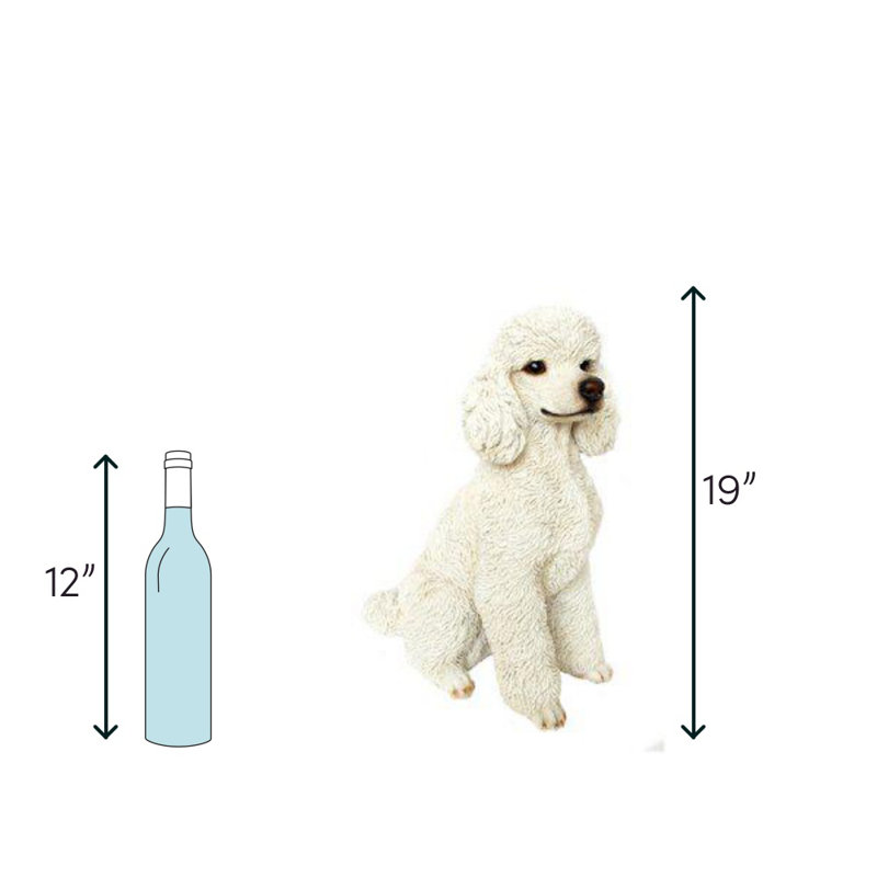 Statue caniche assis, Blanc