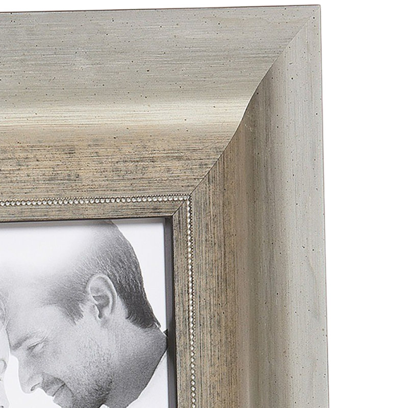 Messina Wood Beveled Picture Frame, Rubbed Silver, 4" x 6"