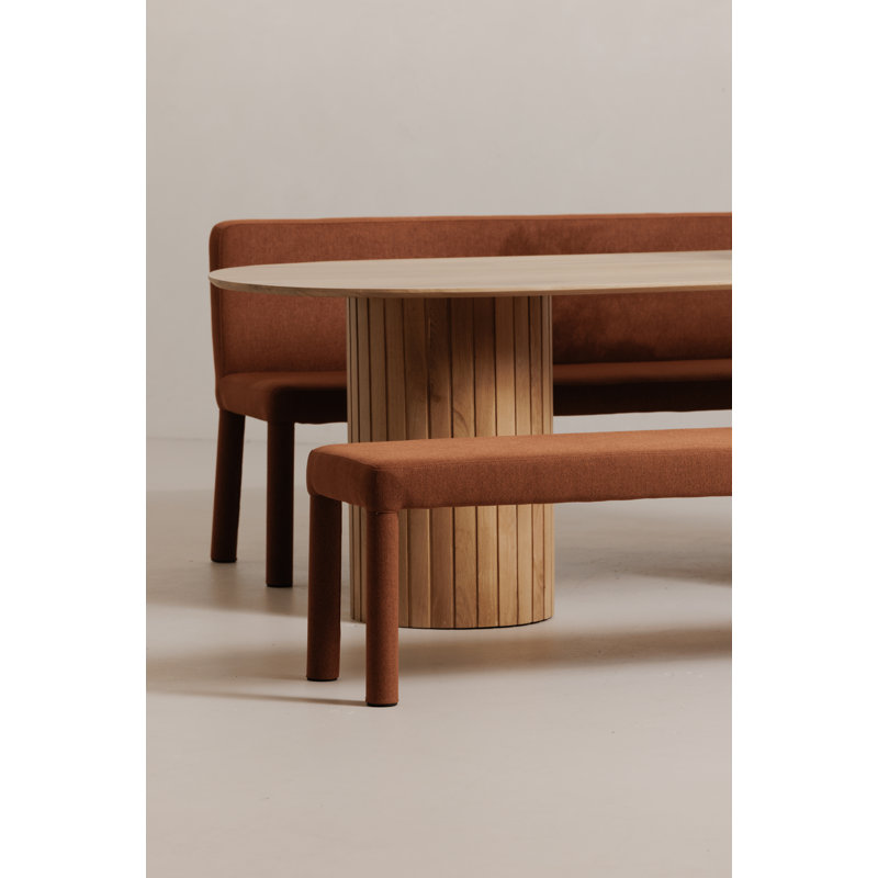 Dotty Upholstered Dining Bench, Rust Basketweave