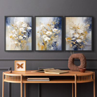 Étude florale, série XC III, ensemble de 3 estampes numériques, prêt à accrocher