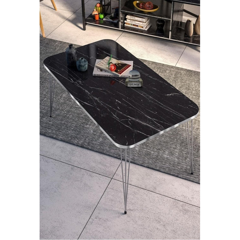 Caliope Four Leg Coffee Table, Black Marble