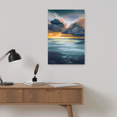 Impression d'art mural représentant un paysage paisible et coloré représentant une tempête océanique