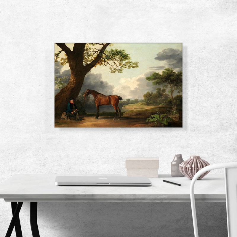 «The Third Duke of Dorset's Hunter with a Groom and a Dog 1768» par George Stubbs, reproduction d'art sur toile tendue