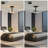 16.5" Black Ceiling Light Fixtures Flush Mount Indoor Outdoor Ceiling Light With Water Ripple Glass Shade-192884022