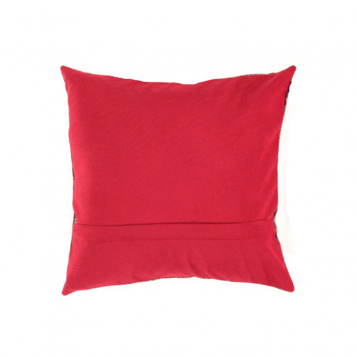 Coussin en velours Heriz 16 pi x 16 pi, Bleu/rouge