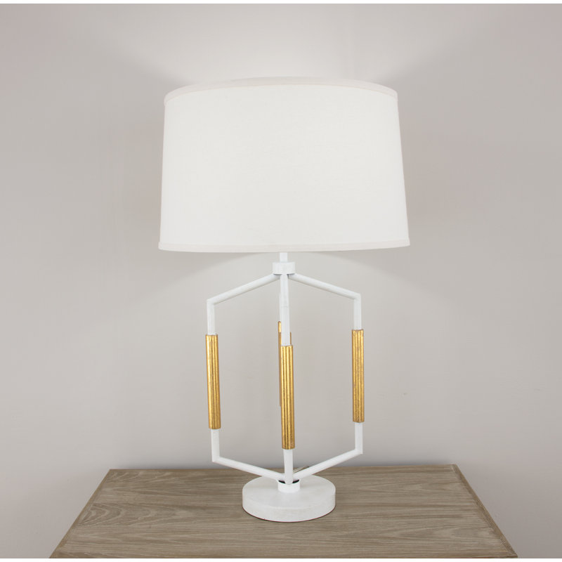 Mura Table Lamp, Antiqued White/Gold Leaf