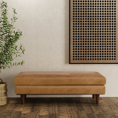 Morrison 49"W Large Upholstered Ottoman with Solid Wood Legs