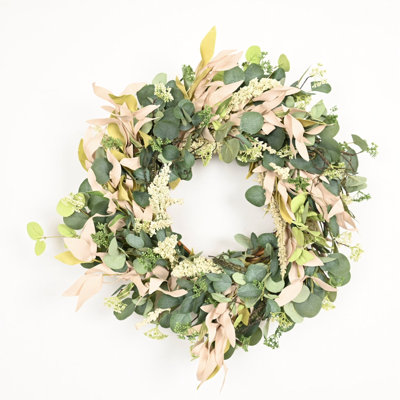 Couronne de porte de 24 po avec portes de baies d'eucalyptus