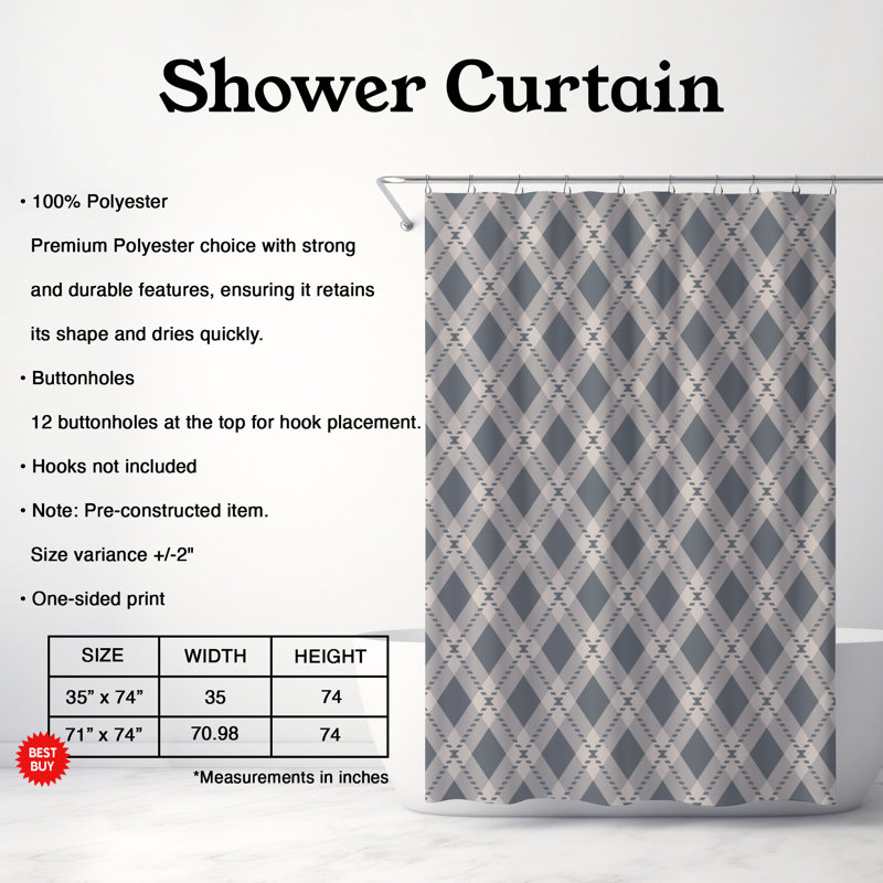 Rideau de douche Premium, Gris anthracite, H 74 po x l 71 po