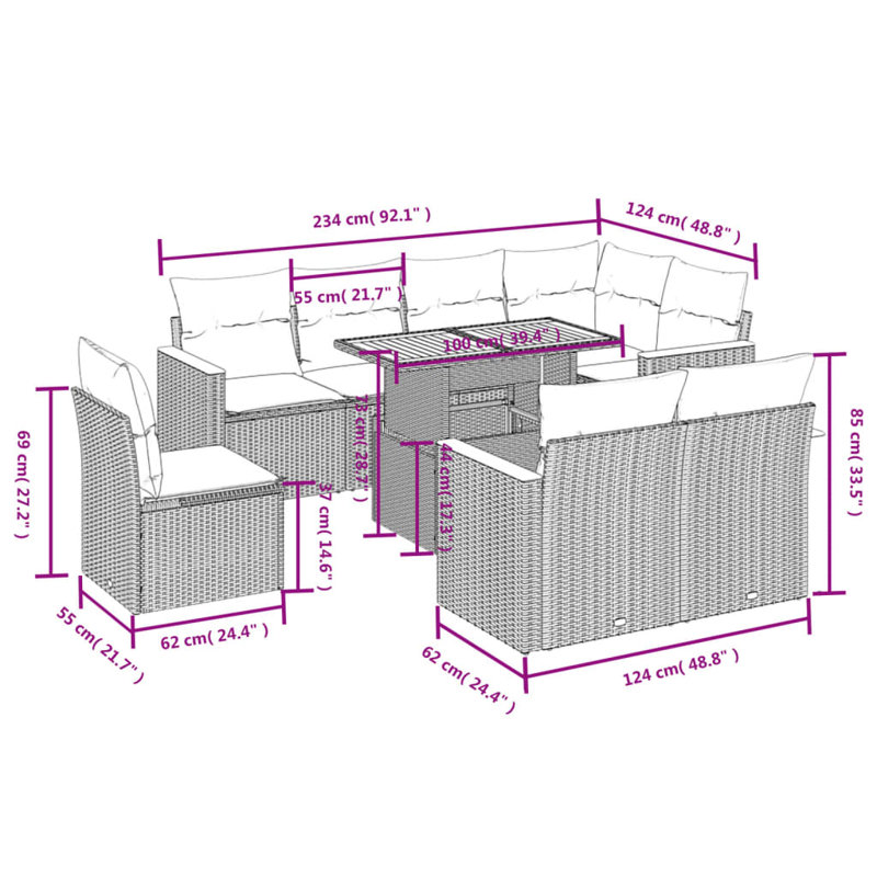 Ensemble de canapé de jardin Vidaxl