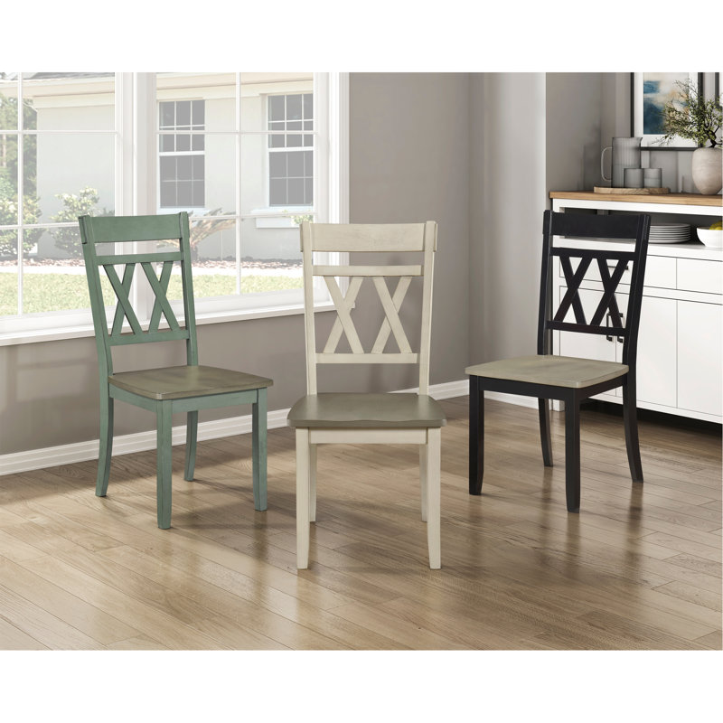 Ensemble de 2 chaises modernes au design moderne avec cadre en bois blanc antique, Blanc antique
