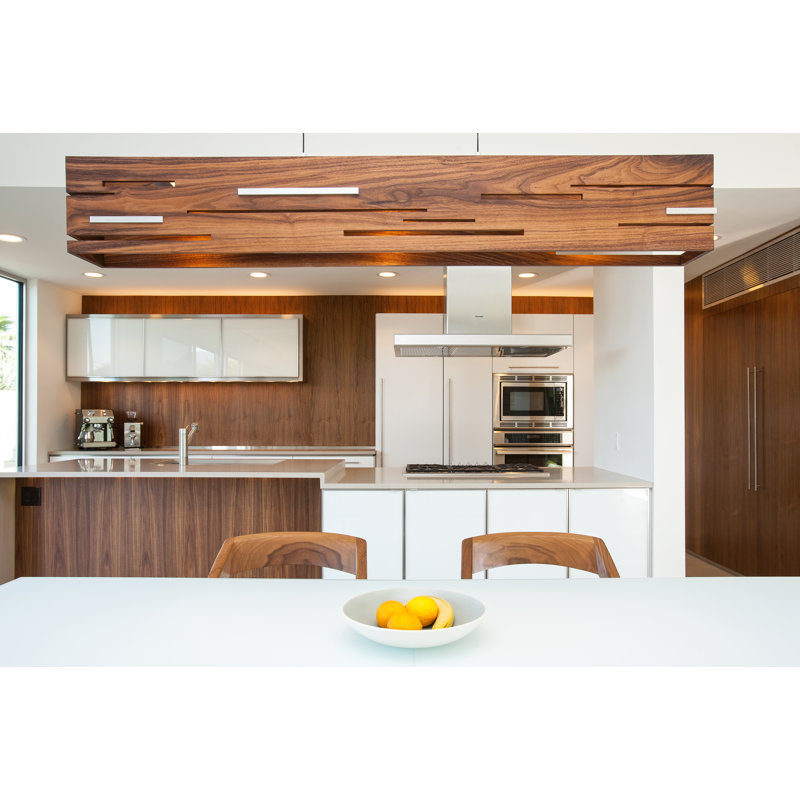 Aeris Linear LED Pendant - 2700K, Brushed Aluminum, Walnut, 7.5" H x 54" W x 5" D