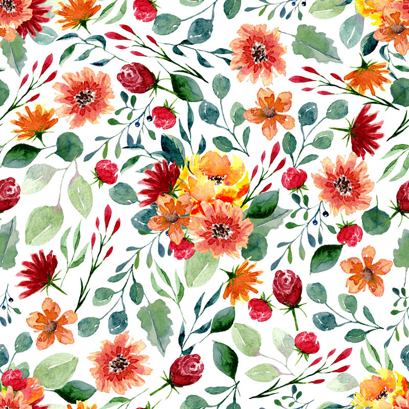 "Tacoma Flowers And Leaves" par - peinture sur toile tendue, H 12 po x l 12 po