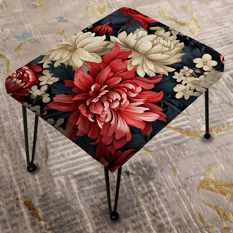 Mystic Red Damask Whispers - Damask Rectangle Ottoman