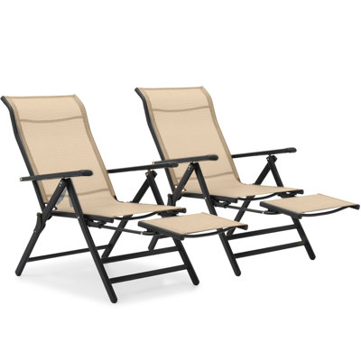 2 -Piece Folding Zero Gravity Chair Beach Sunshade Recliner Canopy Lounge Chaise