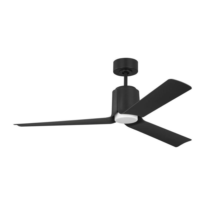 Theroux Indoor Ceiling Fan with Threaded Downrod, Midnight Black ABS blades and Handheld Remote