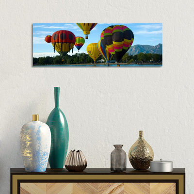 Colorado Springs Panoramic Skyline Cityscape (Air Baloon Competiton) - Wrapped Canvas Panoramic Print