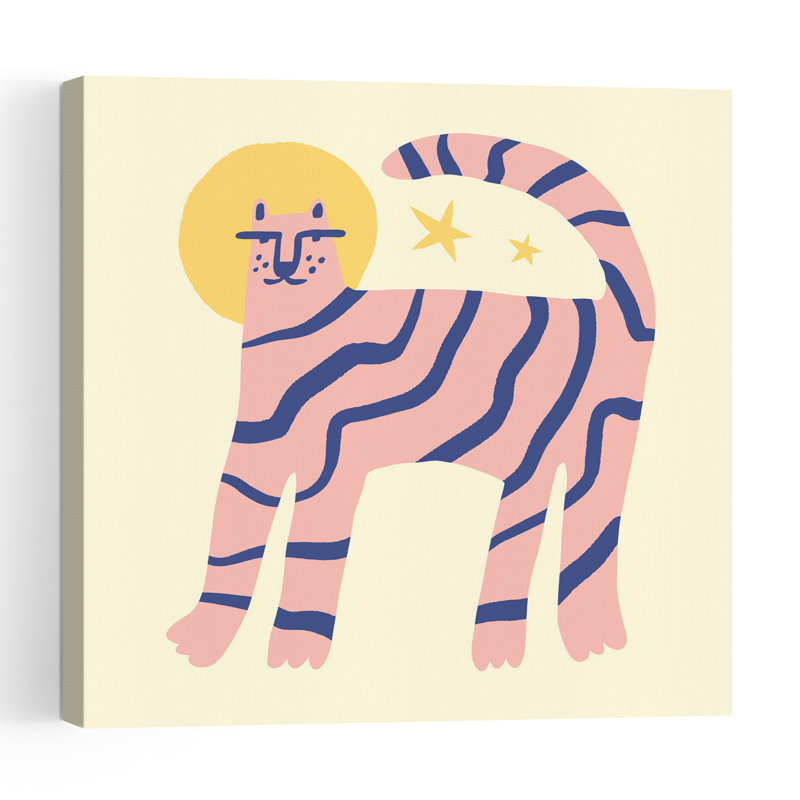 Thespiritseriesno27 Affiche murale abstraite contemporaine représentant un chat et un tigre dans un paysage naturel