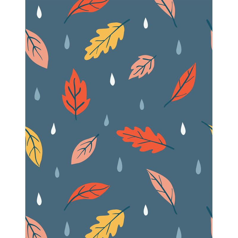 7m x 75cm Matte Childrens Leaf Wallpaper Roll, Navy